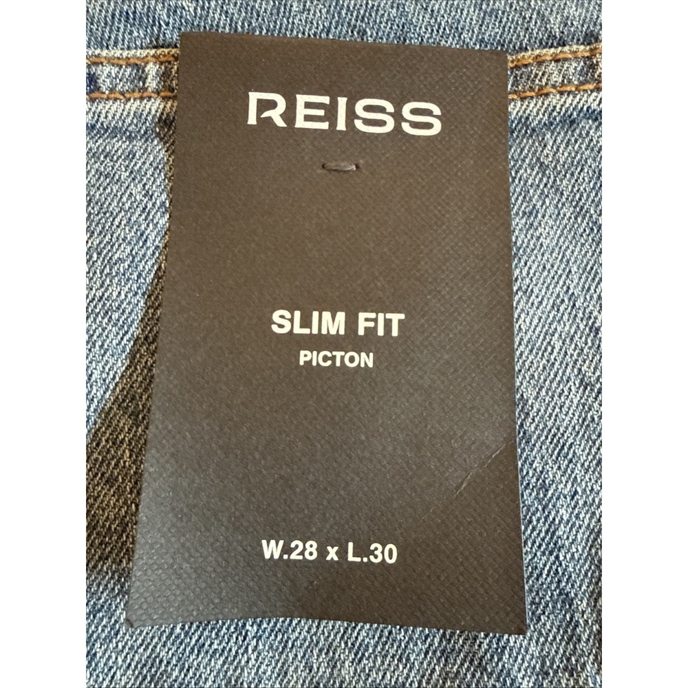 Reiss Picton Jeans Men's 28x30 Slim Fit Washed Indigo Green Cast Denim NWT - Picture 3 of 14